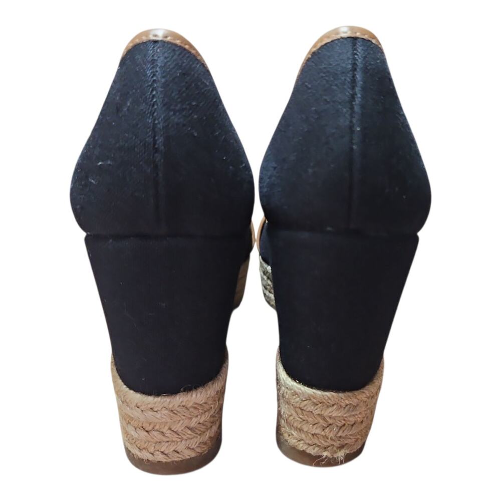 Tory Burch Majorca Espadrille Wedge Women's Size 8 Black Brown Peep Toe EU 38 - Picture 6 of 10